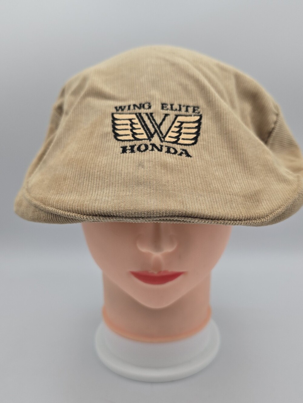 Vintage Wing Elite Tan Corduroy Flat Cap Newsboy Hat Adjustable Snapback